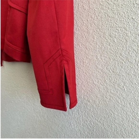 Akris Red Collarless Cropped Cotton Zip Jacket - Picture 5 of 12